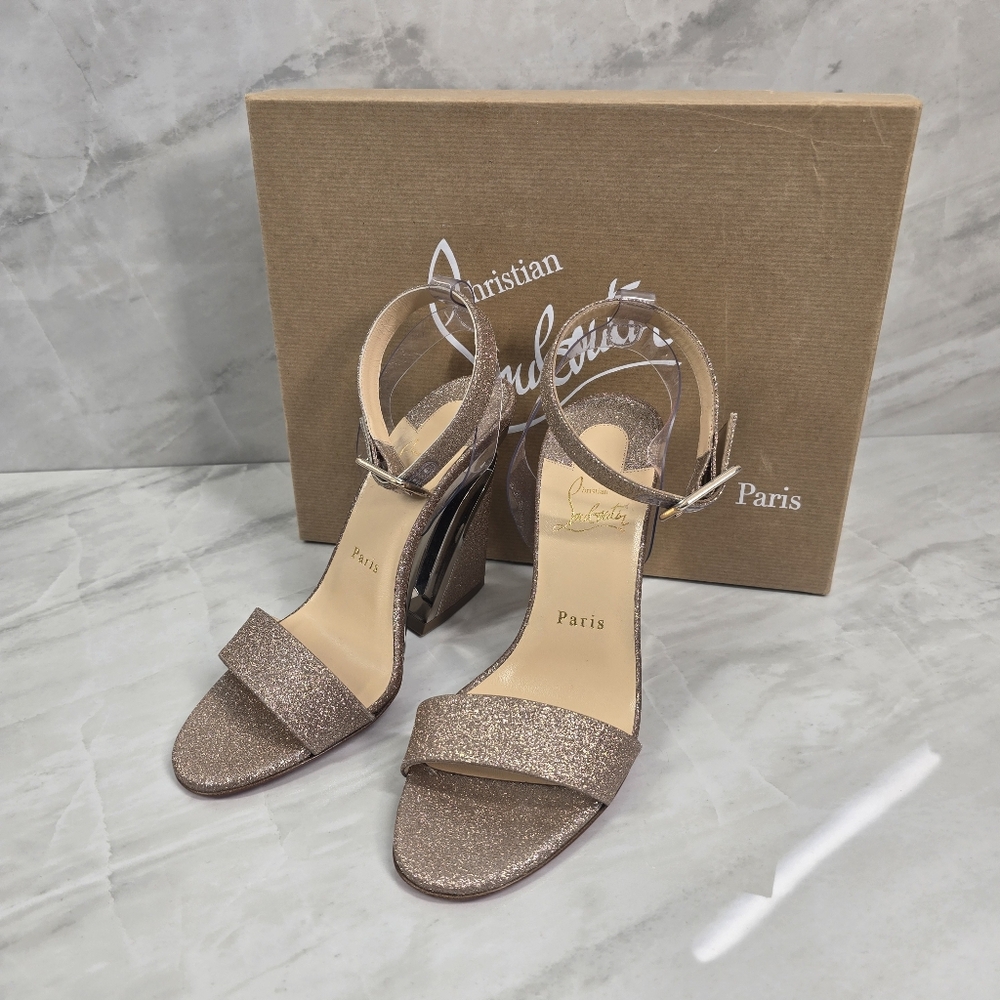 Christian Louboutin Rose Gold Glitter Sandals